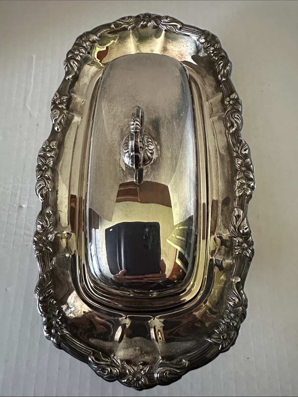 Vintage FB Rogers Silver-Plate Ornate Covered Butter Dish - Home Accents